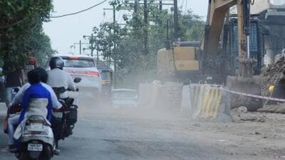 In one of the inspections conducted on the same day, officials found that in plot 8 in Sector 1, untreated sewage water and basement water was being directly discharged onto the adjoining 60-metre wide service road. (HT Photos) In one of the inspections conducted on the same day, officials found that in plot 8 in Sector 1, untreated sewage water and basement water was being directly discharged onto the adjoining 60-metre wide service road. (HT Photos)