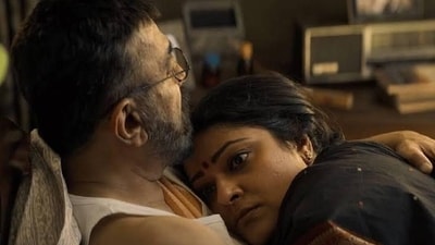 Abhirami with Kamal Haasan in a still from Thug Life. Abhirami with Kamal Haasan in a still from Thug Life.