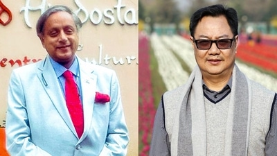Congress Lok Sabha MP Shashi Tharoor (left) and Union Minister Kiren Rijiju (right). (ANI ) Congress Lok Sabha MP Shashi Tharoor (left) and Union Minister Kiren Rijiju (right). (ANI )