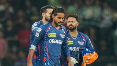 LSG's D Rathi being pacified by teammate Rishabh Pa during an Indian Premier League (IPL) 2025 cricket match (PTI) LSG's D Rathi being pacified by teammate Rishabh Pa during an Indian Premier League (IPL) 2025 cricket match (PTI)
