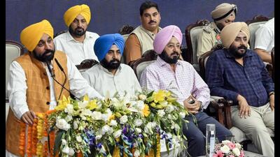 Punjab chief minister Bhagwant Mann addressing a gathering in Patiala on Wednesday. (ANI) Punjab chief minister Bhagwant Mann addressing a gathering in Patiala on Wednesday. (ANI)