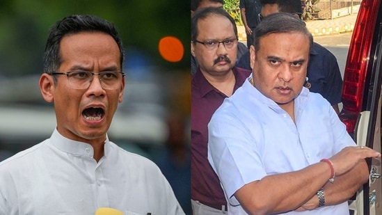 Congress MP Gaurav Gogoi (L), Assam CM Himanta Biswa Sarma (R) (File)