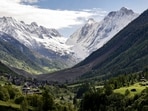 A massive debris avalanche, with the village of Kippel in the foreground, is seen on Thursday, May 29, 2025, one day after the collapse of the Birch Glacier causing the demolishing of the village of Blatten in Switzerland. AP/PTI(AP05_29_2025_000156B)