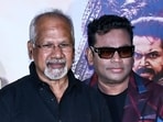 Director Mani Ratnam with music composer and singer AR Rahman at a press meet. (ANI)