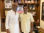 Rajinikanth with his friend, veteran actor Rajesh, who died on 29 May. Rajinikanth with his friend, veteran actor Rajesh, who died on 29 May.