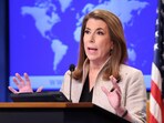 U.S. State Department spokesperson Tammy Bruce speaks during her first press briefing at the State Department in Washington, D.C.  