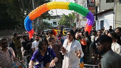 Members of LGBTQIA+ communities and allies taking out Awadh Queer Pride March in Lucknow (Photo: Mustaq Ali/HT)
