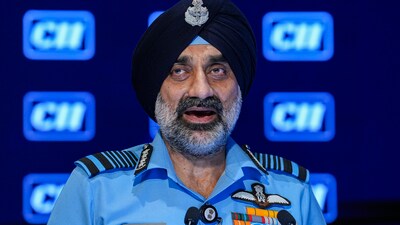 IAF Chief Air Chief Marshal A P Singh addresses the CII Annual General Meeting & Business Summit 2025, in New Delhi. (PTI) IAF Chief Air Chief Marshal A P Singh addresses the CII Annual General Meeting & Business Summit 2025, in New Delhi. (PTI)