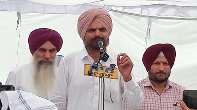 Balkor Singh, father of Shubhdeep Singh Sidhu Moose Wala, addressing a gathering on the latter’s third death anniversary in Mansa on Thursday. (HT Photo) Balkor Singh, father of Shubhdeep Singh Sidhu Moose Wala, addressing a gathering on the latter’s third death anniversary in Mansa on Thursday. (HT Photo)
