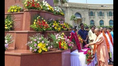 Chief minister Yogi Adityanath paying tribute on the occasion of former Prime Minister Chaudhary Charan Singh’s death anniversary in Lucknow on Thursday. (PTI PHOTO) Chief minister Yogi Adityanath paying tribute on the occasion of former Prime Minister Chaudhary Charan Singh’s death anniversary in Lucknow on Thursday. (PTI PHOTO)