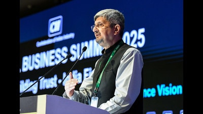 DRDO chief Samir V Kamat addresses the CII Annual Business Summit 2025, in New Delhi on Thursday. (ANI Photo) DRDO chief Samir V Kamat addresses the CII Annual Business Summit 2025, in New Delhi on Thursday. (ANI Photo)