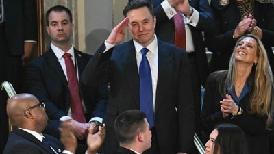 Elon Musk stands as he is recognized by US President Donald Trump during Trump's address to a joint session of Congress at the US Capitol in Washington, DC. (AFP File) Elon Musk stands as he is recognized by US President Donald Trump during Trump's address to a joint session of Congress at the US Capitol in Washington, DC. (AFP File)