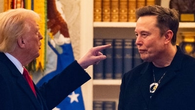 US President Donald Trump and Elon Musk (R) speak before departing the White House on his way to his South Florida home in Mar-a-Lago in Florida on March 14, 2025. (AFP) US President Donald Trump and Elon Musk (R) speak before departing the White House on his way to his South Florida home in Mar-a-Lago in Florida on March 14, 2025. (AFP)