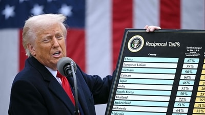 US President Donald Trump holds a chart as he delivers remarks on reciprocal tariffs during an event in the Rose Garden entitled "Make America Wealthy Again" at the White House in Washington, DC, on April 2, 2025. (AFP File) US President Donald Trump holds a chart as he delivers remarks on reciprocal tariffs during an event in the Rose Garden entitled "Make America Wealthy Again" at the White House in Washington, DC, on April 2, 2025. (AFP File)