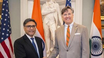 Foreign Secretary Vikram Misri meets US Deputy Secretary of State Chris Landau during his visit to the United States (PTI) Foreign Secretary Vikram Misri meets US Deputy Secretary of State Chris Landau during his visit to the United States (PTI)