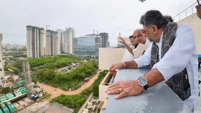 Karnataka deputy CM DK Shivakumar at Manyata Tech Park. Karnataka deputy CM DK Shivakumar at Manyata Tech Park.