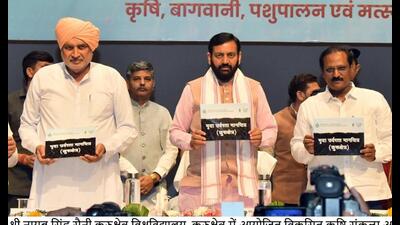 Haryana chief minister Nayab Singh Saini during the launch of Haryana leg of ‘Viksit Krishi Sankalp Abhiyan’, from Kurukshetra on Thursday. (HT Photo) Haryana chief minister Nayab Singh Saini during the launch of Haryana leg of ‘Viksit Krishi Sankalp Abhiyan’, from Kurukshetra on Thursday. (HT Photo)