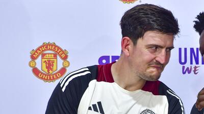 Manchester United players Harry Maguire during a meet-and-greet session with fans at Cooperage Football Ground in Mumbai, Thursday. (PTI) Manchester United players Harry Maguire during a meet-and-greet session with fans at Cooperage Football Ground in Mumbai, Thursday. (PTI)
