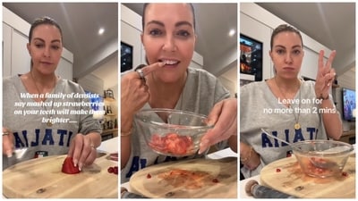 Cheryl Hickey shared a video of herself trying the teeth-whitening hack. (Instagram/ Cheryl Hickey) Cheryl Hickey shared a video of herself trying the teeth-whitening hack. (Instagram/ Cheryl Hickey)