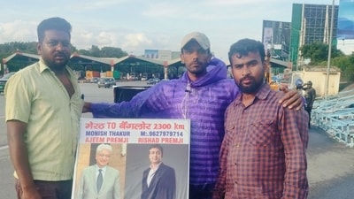 Monish Rana (centre) hopes to meet Azim and Rishad Premji in Bengaluru. (LinkedIn) Monish Rana (centre) hopes to meet Azim and Rishad Premji in Bengaluru. (LinkedIn)