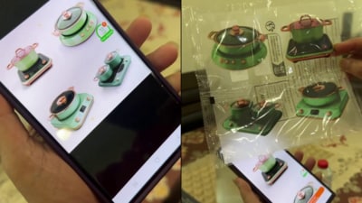An Indian mom ordered home essentials from Temu and got stickers instead. (Instagram/@suchiojha)