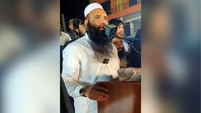 In the videos shared online, the LeT commander is ssen raising anti-India and jihadist slogans in Pakistan's Lahore. (X/@OsintTV) In the videos shared online, the LeT commander is ssen raising anti-India and jihadist slogans in Pakistan's Lahore. (X/@OsintTV)