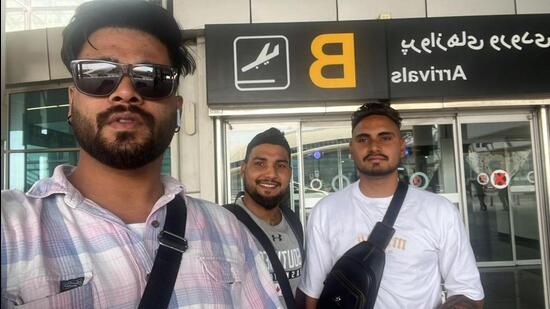 (From left) Hushanpreet Singh, Jaspal Singh and Amritpal Singh, who have been held captive in Iran. (HT Photo)