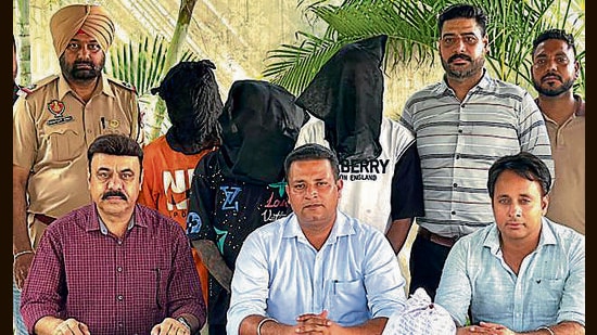 The three accused in the custody of Ludhiana police. (HT Photo)