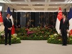 France's President Emmanuel Macron (L) and Singapore's Prime Minister Lawrence Wong wait for the start of a ceremony in Singapore on May 30, 2025. (Photo by Ludovic MARIN / AFP) France's President Emmanuel Macron (L) and Singapore's Prime Minister Lawrence Wong wait for the start of a ceremony in Singapore on May 30, 2025. (Photo by Ludovic MARIN / AFP)