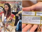 A woman tries on a Basmati rice sack coat worth  <span class='webrupee'>₹</span>1.66 lakh. 