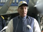 Defence minister Rajnath Singh interacted with naval personnel on board the aircraft carrier INS Vikrant off the coast of Goa on Friday.