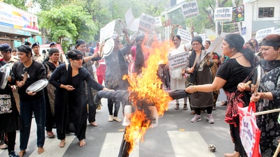 Massive protests had erupted in Uttarakhand as angered locals took to street, demanding justice for the deceased 19-year-old. (ANI) Massive protests had erupted in Uttarakhand as angered locals took to street, demanding justice for the deceased 19-year-old. (ANI)