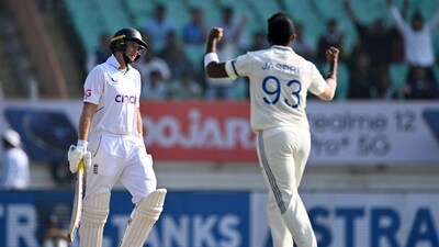 India's Jasprit Bumrah (R) celebrates after the dismissal of England's Joe Root (L) during the 2024 Test series (AFP) India's Jasprit Bumrah (R) celebrates after the dismissal of England's Joe Root (L) during the 2024 Test series (AFP)