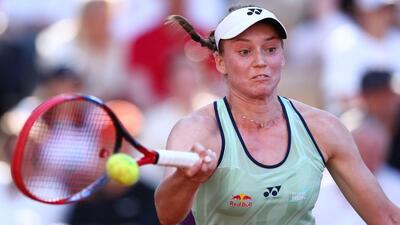 Kazakhstan's Elena Rybakina in action during her third round match against Latvia's Jelena Ostapenko on Friday. (REUTERS) Kazakhstan's Elena Rybakina in action during her third round match against Latvia's Jelena Ostapenko on Friday. (REUTERS)