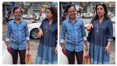 Farah Khan and her cook Dilip were caught by paparazzi on Friday in Mumbai. Farah Khan and her cook Dilip were caught by paparazzi on Friday in Mumbai.