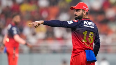 Virat Kohli was proactive on the field with his suggestion to the bowlers during the PBKS vs RCB clash. (PTI) Virat Kohli was proactive on the field with his suggestion to the bowlers during the PBKS vs RCB clash. (PTI)