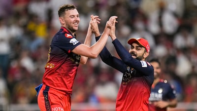 RCB’s bowlers dismantled Punjab Kings for a paltry 101 runs in just 14.1 overs on Thursday. (PTI) RCB’s bowlers dismantled Punjab Kings for a paltry 101 runs in just 14.1 overs on Thursday. (PTI)