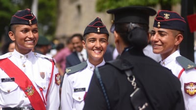The first batch of women cadets during a passing out parade of 148th course of the National Defence Academy (NDA), in Pune, Maharashtra, on Friday, (PTI) The first batch of women cadets during a passing out parade of 148th course of the National Defence Academy (NDA), in Pune, Maharashtra, on Friday, (PTI)
