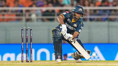 Sai Sudharsan top-scored for GT, with a knock of 80 runs off 49 balls.&nbsp; (PTI)