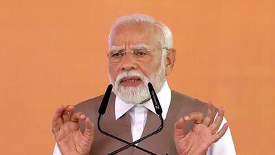 Prime Minister Narendra Modi at a public meeting in Kanpur on Friday. (ANI PHOTO) Prime Minister Narendra Modi at a public meeting in Kanpur on Friday. (ANI PHOTO)
