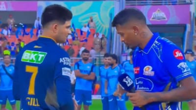 Shubman Gill and Hardik Pandya share an awkward moment during the toss (X) Shubman Gill and Hardik Pandya share an awkward moment during the toss (X)