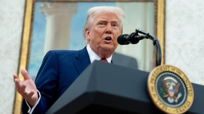 Donald Trump addressed the TACO acronym during an Oval Office press conference on Wednesday (Bloomberg) Donald Trump addressed the TACO acronym during an Oval Office press conference on Wednesday (Bloomberg)