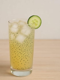 Sabja seeds in this mocktail add an earthy taste. (PC: Ayesha Dutta – Mixologist, New Delhi) Sabja seeds in this mocktail add an earthy taste. (PC: Ayesha Dutta – Mixologist, New Delhi)