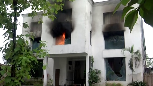 Flames and smoke billows out from Vanatara resort, owned by BJP leader Vinod Arya's son Pulkit Arya who is an accused in the murder case. (ANI File) Flames and smoke billows out from Vanatara resort, owned by BJP leader Vinod Arya's son Pulkit Arya who is an accused in the murder case. (ANI File)