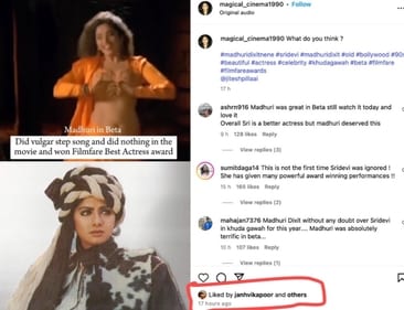 Screenshot of Janhvi's like, which has emerged on social media. Screenshot of Janhvi's like, which has emerged on social media.
