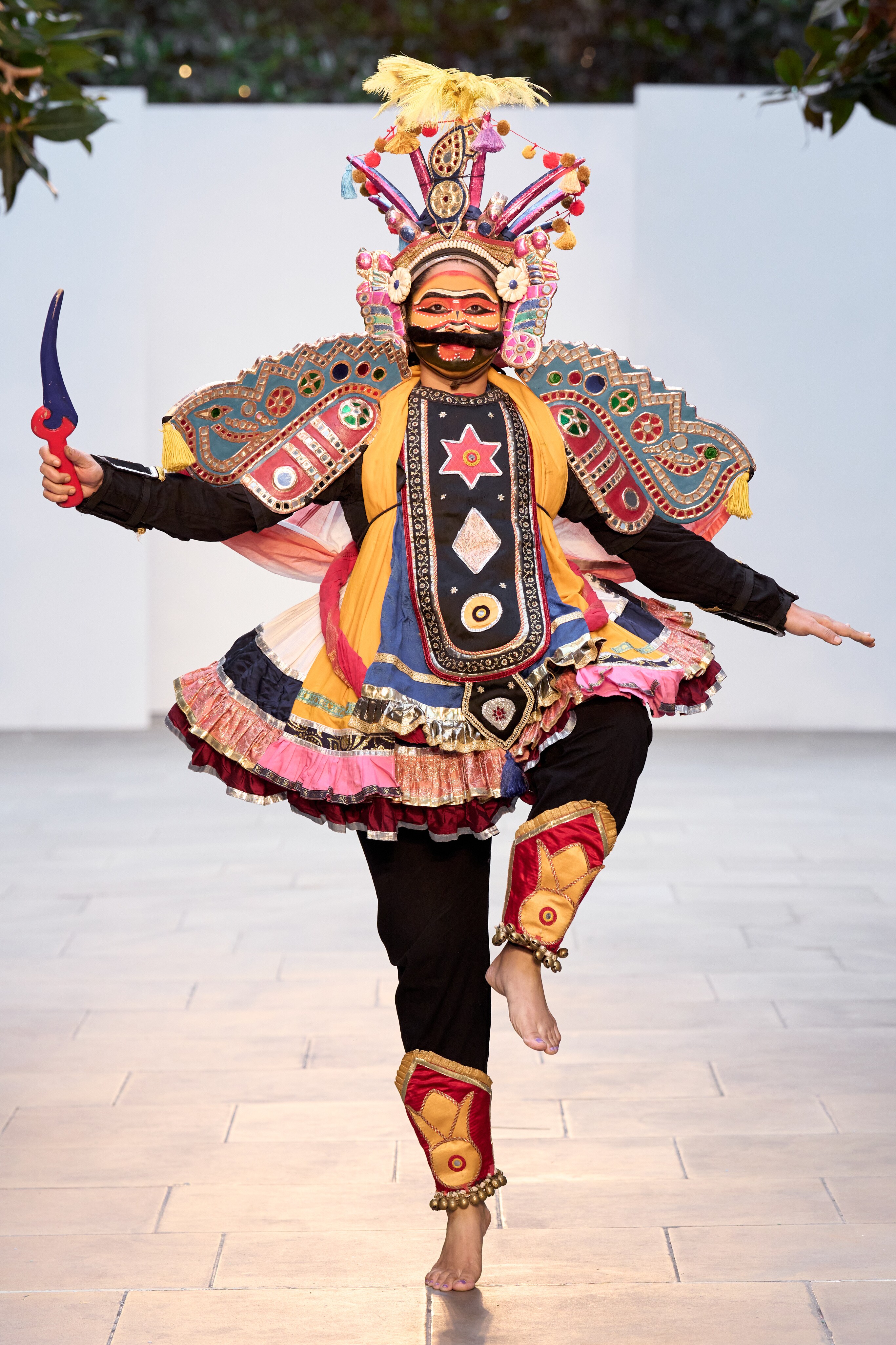 Elements of the ancient Tamil folk art form of Therukoothu (above) were reborn as ensembles, in a 2023 collection (below). (Photo: Deepak Renganathan) Elements of the ancient Tamil folk art form of Therukoothu (above) were reborn as ensembles, in a 2023 collection (below). (Photo: Deepak Renganathan)