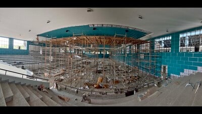 Construction work of indoor basketball stadium at Guru Nanak Stadium was expected to be completed by May 31. (Gurpreet Singh / HT) Construction work of indoor basketball stadium at Guru Nanak Stadium was expected to be completed by May 31. (Gurpreet Singh / HT)