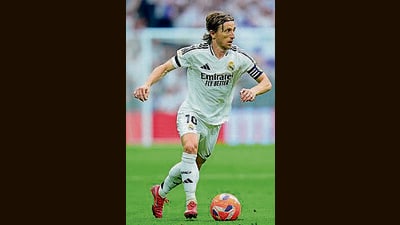 Luka Modric finishes his footballing career at the astonishing age of 39, still pencil-thin but with calves that now look like they were sculpted by Michelangelo. (AP) Luka Modric finishes his footballing career at the astonishing age of 39, still pencil-thin but with calves that now look like they were sculpted by Michelangelo. (AP)