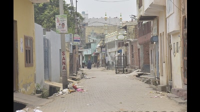 Nahal village in Ghaziabad on Saturday. Many have reportedly left the village following the alleged mob attack on the police constable. (Sakib Ali/HT Photo) Nahal village in Ghaziabad on Saturday. Many have reportedly left the village following the alleged mob attack on the police constable. (Sakib Ali/HT Photo)