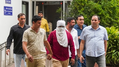 Hasin, a man arrested on charges of espionage, was taken back to custody after he was produced at Patiala House Court (PTI) Hasin, a man arrested on charges of espionage, was taken back to custody after he was produced at Patiala House Court (PTI)
